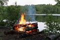 Campfire By the Lake Royalty Free Stock Photo