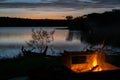 Campfire by the lake