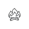 Campfire line icon on white background