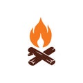 Campfire Logo for Mountain Camping Adventure. Vector Vintage Illustration