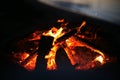 A campfire near a lake summer Royalty Free Stock Photo