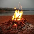 campfire near river