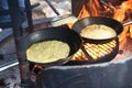 Campfire pancakes Royalty Free Stock Photo