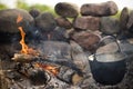 Campfire and pot