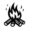 Campfire silhouette in black color. Vector template for tattoo or laser cutting