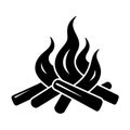 Campfire silhouette icon in black color. Vector template for tattoo or laser cutting