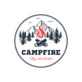 Campfire stay wild circle white Vector illustration. Royalty Free Stock Photo