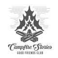 Campfire Stories - Forest Camp - Scout Club Vector Emblem