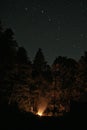 Campfire under starry sky Royalty Free Stock Photo