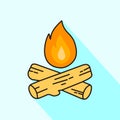 Campfire vector icon illustration isolated on white. Royalty Free Stock Photo