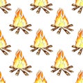 Campfire watercolor pattern Royalty Free Stock Photo