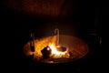 Campfire Pit with Wood Burning Royalty Free Stock Photo