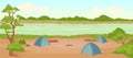 Campground flat color vector illustration