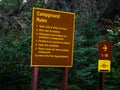 Campground Rules Sign in a Provincial Park Royalty Free Stock Photo