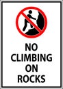 Campground Sign, No Climbing on Rocks Royalty Free Stock Photo