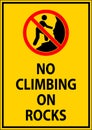 Campground Sign, No Climbing on Rocks Royalty Free Stock Photo