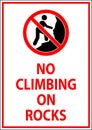 Campground Sign, No Climbing on Rocks Royalty Free Stock Photo