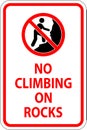 Campground Sign, No Climbing on Rocks Royalty Free Stock Photo