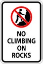 Campground Sign, No Climbing on Rocks Royalty Free Stock Photo