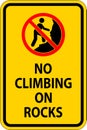 Campground Sign, No Climbing on Rocks Royalty Free Stock Photo