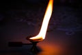 Camphor flame lamp as an offering to god for worship