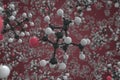 Camphor molecule. Ball-and-stick molecular model. Chemistry related 3d rendering