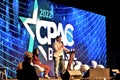 TarcÃÂ­sio de Freitas gives a lecture at CPAC Brasil with his wife at the Royal Palms Hall Hotel Royalty Free Stock Photo