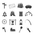 camping icons illustration black vector Royalty Free Stock Photo