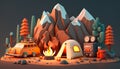 Camping 3D - Get inspired for your next camping trip with this beautiful campsite scene ai generated