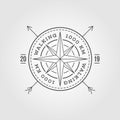 Camping, Adventure, Expedition Logo Vector Illustration. Badge. Outdoor Leisure, Compass, Stamp.