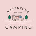camping adventure icon line art logo vector symbol illustration design Royalty Free Stock Photo