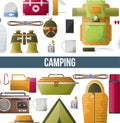 Camping adventure poster for summer camp club or scout expedition. Royalty Free Stock Photo