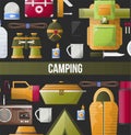 Camping adventure poster for summer camp club or scout expedition. Royalty Free Stock Photo