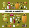 Summer camping adventure vector poster Royalty Free Stock Photo