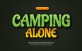 camping alone cartoon 3d text style effect