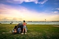 Camping along seaside of East Coast Park, Singapore.