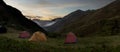 Camping on Andes Mountains Peru at high altitude Royalty Free Stock Photo