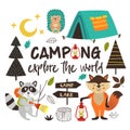 Camping animals explore the world