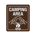 Camping area sign - signpost with camp icon
