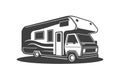 Camping automobile van RV summer travel journey transportation isometric vintage icon vector