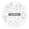 Camping background from line icon Royalty Free Stock Photo