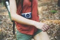Camping Backpacker Photographer Camera Adventure Concept