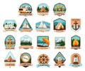 Camping Badge and Nature Exploration Emblem Big Vector Set Royalty Free Stock Photo