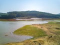 Camping barbecue site by the river of the outdoor reservoir Royalty Free Stock Photo