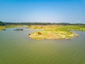 Camping barbecue site by the river of the outdoor reservoir Royalty Free Stock Photo