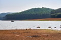 Camping barbecue site by the river of the outdoor reservoir Royalty Free Stock Photo