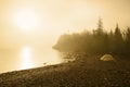 Camping on the beach of Lake Superior at sunrise Royalty Free Stock Photo