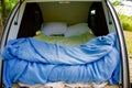 Camping Bed in a Tear Drop Trailer