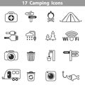 Camping black and white icons