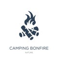 camping bonfire icon in trendy design style. camping bonfire icon isolated on white background. camping bonfire vector icon simple Royalty Free Stock Photo